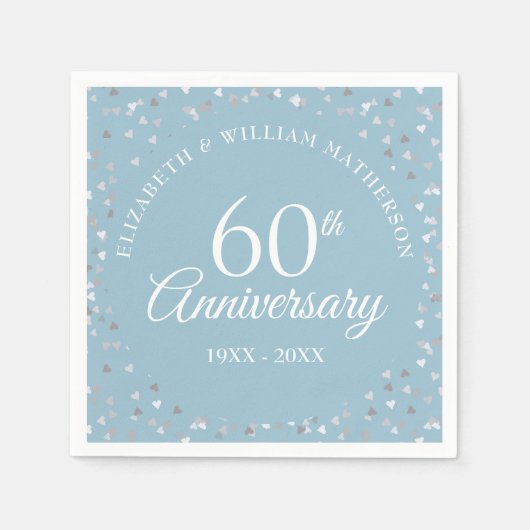 60. Wedding Diamond Jubiläum Hört Confetti Serviette (Vorderseite)