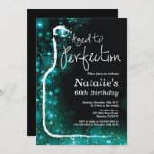 60. Wein Geburtstag Aquamarin Einladung (Vorne/Hinten)