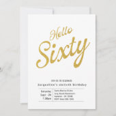 60 Weiß und Gold Moderne 60. Geburtstag Einladung (Vorderseite)