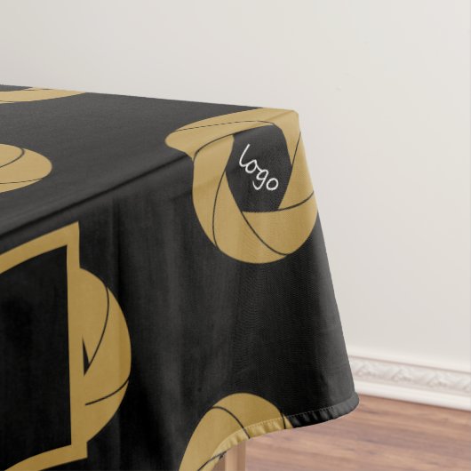 60"x104"-Tischtennislogos Gold Schwarz Tischdecke (Beispiel)