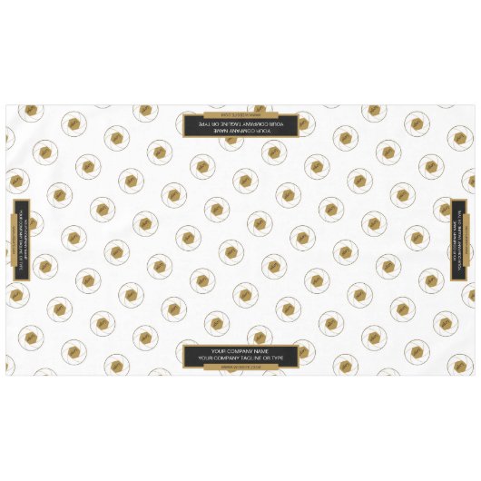 60"X104" Tischtennislogos Gold Weiß Tischdecke (Vorderseite (Horizontal))