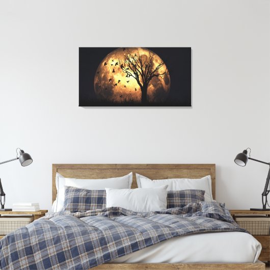 60"x40" Leinwand Art w' "Harvest Moon"-Image (Insitu (Schlafzimmer))
