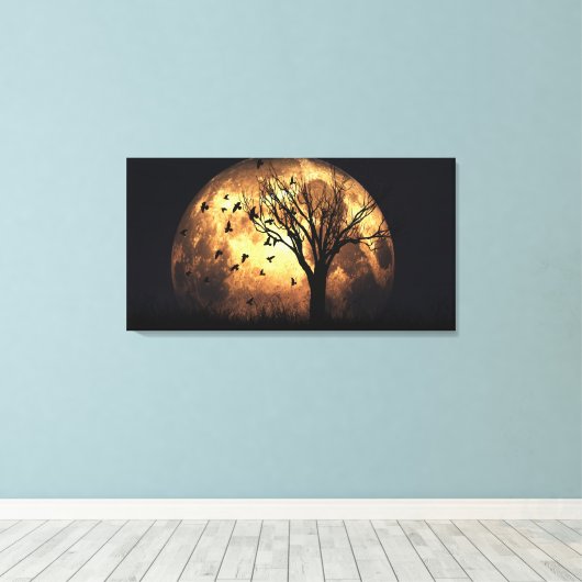 60"x40" Leinwand Art w' "Harvest Moon"-Image (Insitu (Holzboden))