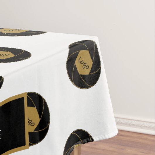 60"X84" Tischtennisloth-Logo Gold Weiß Tischdecke (Beispiel)