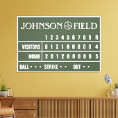 60" x 40" Baseball Scoreboard ummantelte Canvas Leinwanddruck (Insitu (Wohnzimmer))