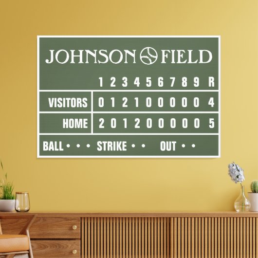 60" x 40" Baseball Scoreboard ummantelte Canvas Leinwanddruck (Insitu (Wohnzimmer))
