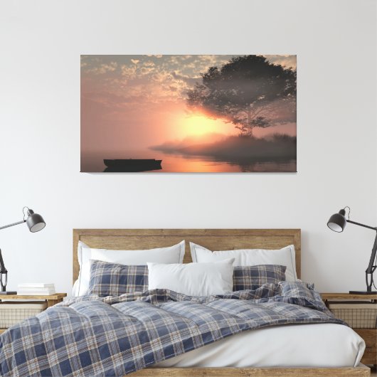 60" x 40" Canvas Art with "Misty Island" image Leinwanddruck (Insitu (Schlafzimmer))