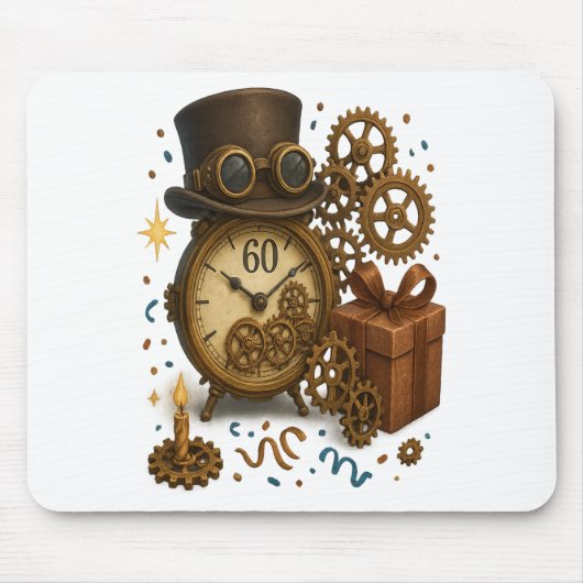 60 & zeitlos - Steampunk-Feier Mousepad (Vorne)
