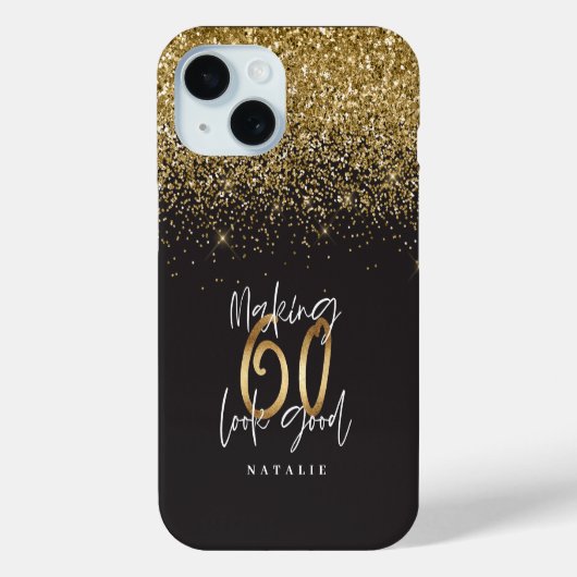 60 zum Geburtstag eines guten Goldenen Glitzer mac Case-Mate iPhone Hülle (Rückseite)