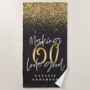 60 zum Geburtstag eines guten Goldenen Glitzer mac Strandtuch
