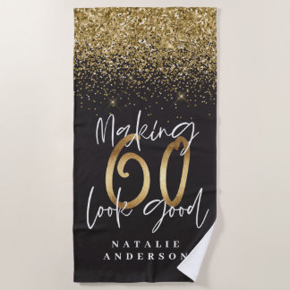 60 zum Geburtstag eines guten Goldenen Glitzer mac Strandtuch