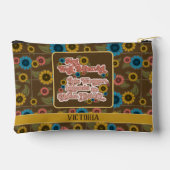 60er & 70er Floral Gelb für Frauen Zubehörtasche (Rückseite)