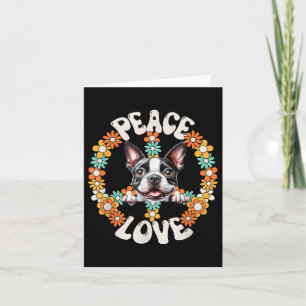 60er 70er Groovy Peace Liebe Boston Terrier Lovers Karte