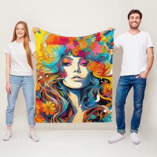 60er 70er Hippi-Frau psychedelischer Hippie Fleecedecke