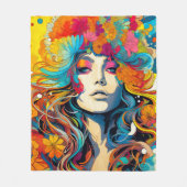 60er 70er Hippi-Frau psychedelischer Hippie Fleecedecke (Vorderseite)