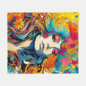 60er 70er Hippi-Frau psychedelischer Hippie Fleecedecke (Vorderseite (Horizontal))