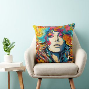 60er 70er Hippi-Frau psychedelischer Hippie Kissen