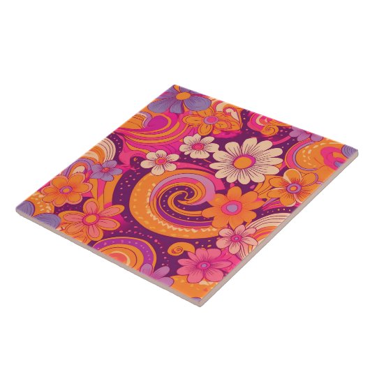 60er 70er Retro Blume Fliese (Seite)