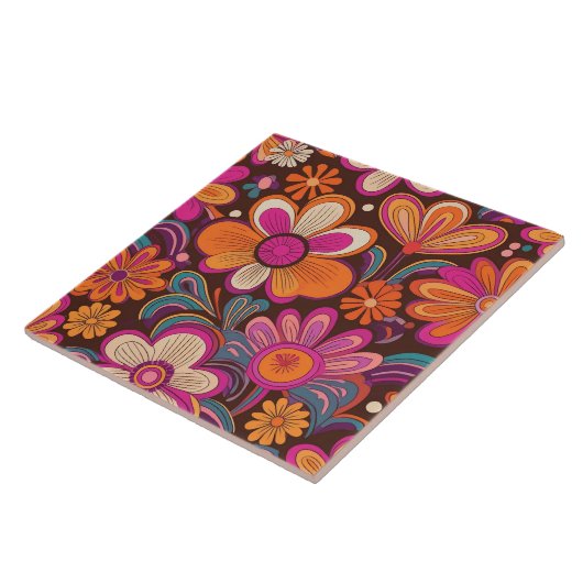 60er 70er Retro Blume Fliese (Seite)