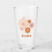 60er 70er Retro Blume Rosa Orangenglas Glas (Rückseite)