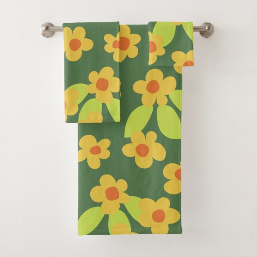 60er 70er Retro-Blumen Mod-Badehandtuch-Set Badhandtuch Set (Insitu)