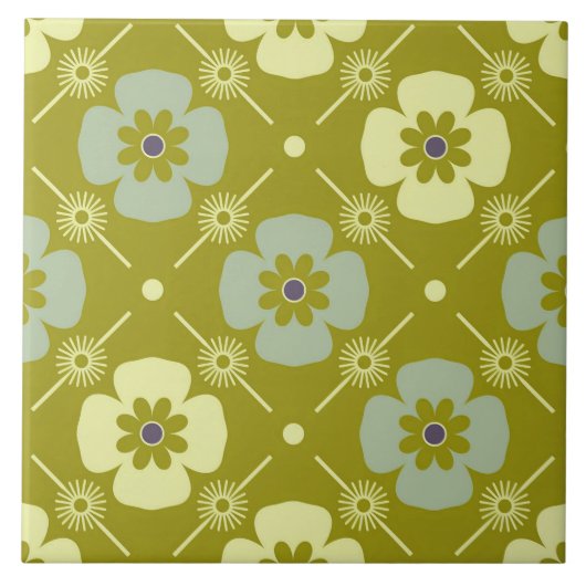 60er 70er Retro-Blumentafel Fliese (Vorderseite)