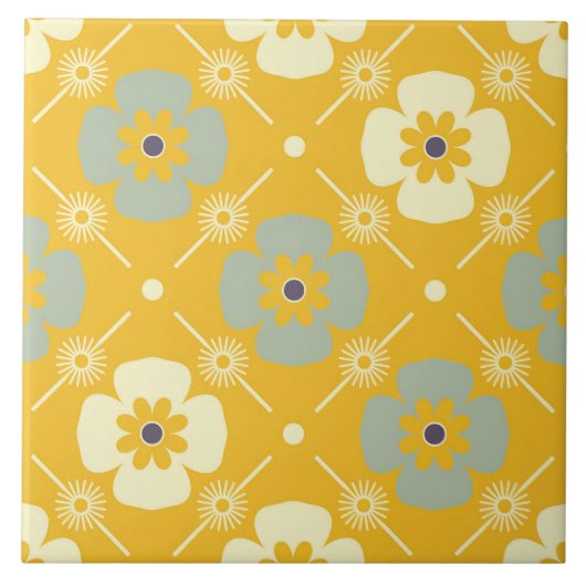 60er 70er Retro-Blumentafel Fliese (Vorderseite)