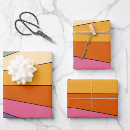 60er 70er Retro Streifen Geschenkpapier Set