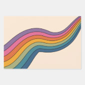 60er 70er Retro Streifen Geschenkpapier Set (Vorderseite 3)