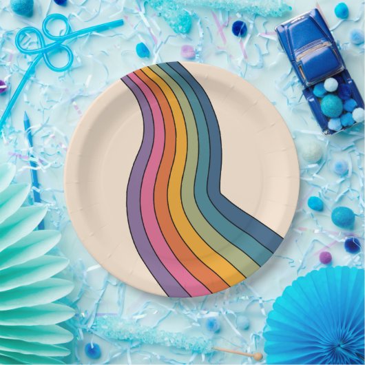 60er 70er Retro Streifen Pappteller (Party)