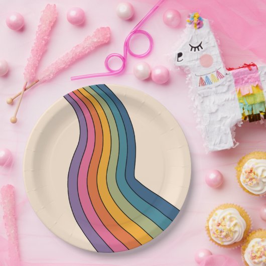 60er 70er Retro Streifen Pappteller (Party)