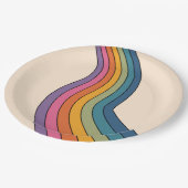 60er 70er Retro Streifen Pappteller (Schrägansicht)