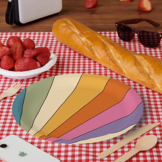 60er 70er Retro Streifen Pappteller (Picknick)