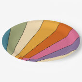 60er 70er Retro Streifen Pappteller (Schrägansicht)