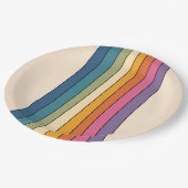 60er 70er Retro Streifen Pappteller (Schrägansicht)