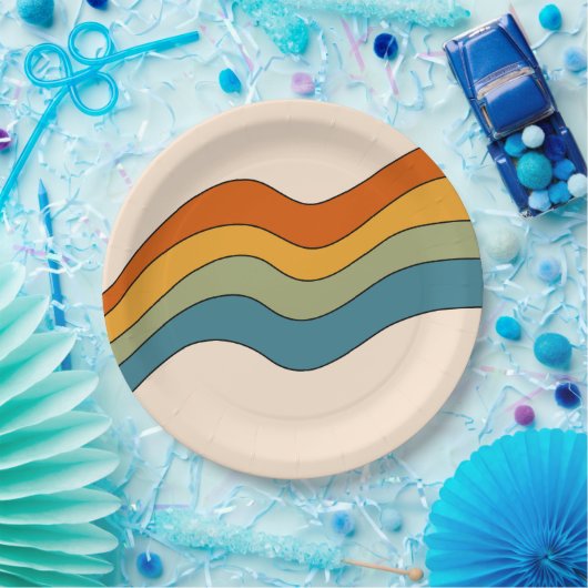 60er 70er Retro Streifen Pappteller (Party)