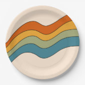 60er 70er Retro Streifen Pappteller (Vorderseite)
