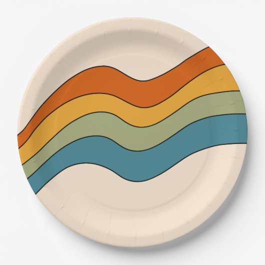 60er 70er Retro Streifen Pappteller (Vorderseite)