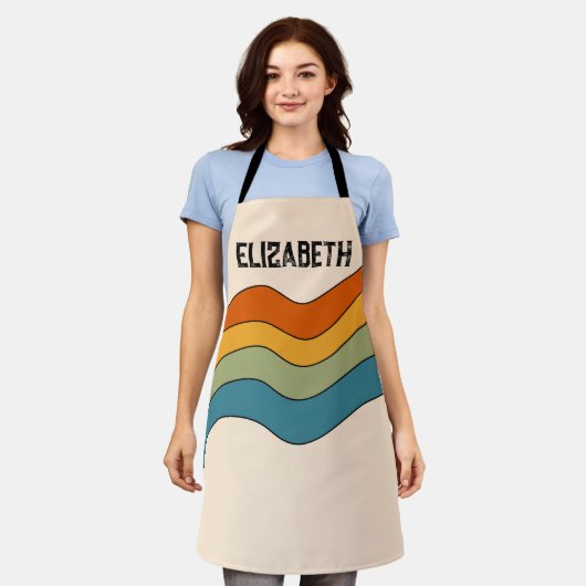 60er 70er Retro Streifen Schürze (Getragen)