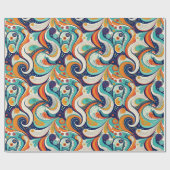 60er 70er Vibe Retro Wirbel Abstrakt Pat#1 ID1069 Geschenkpapier (Flach)