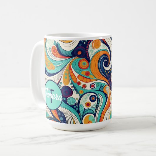 60er 70er Vibe Retro Wirbel Abstrakt Pat#1 ID1069 Kaffeetasse (Vorderseite Links)