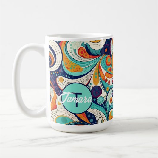 60er 70er Vibe Retro Wirbel Abstrakt Pat#1 ID1069 Kaffeetasse (Links)