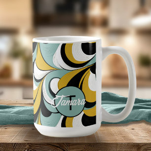 60er 70er Vibe Retro Wirbel Abstrakt Pat#3 ID1069 Kaffeetasse