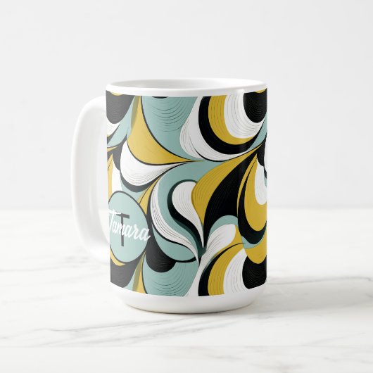 60er 70er Vibe Retro Wirbel Abstrakt Pat#3 ID1069 Kaffeetasse (Vorderseite Links)