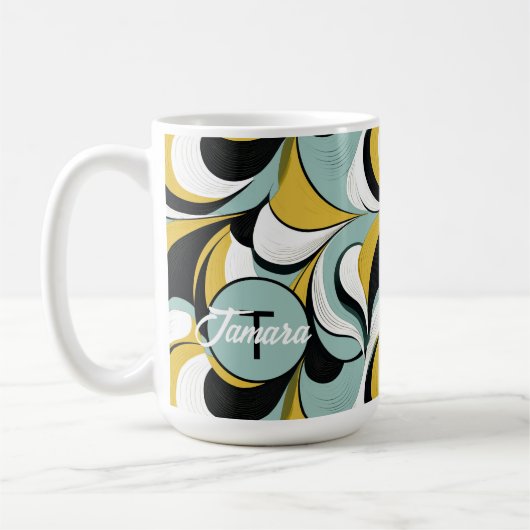 60er 70er Vibe Retro Wirbel Abstrakt Pat#3 ID1069 Kaffeetasse (Links)