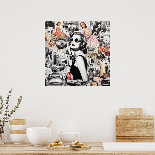 60er Abstrakt Collage Poster (Küche)