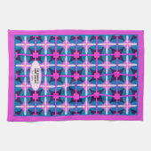 60er Abstrakt Pink Blauer Kaleidoskop Design Geschirrtuch (Horizontal)