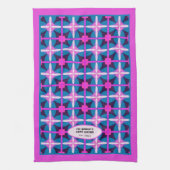 60er Abstrakt Pink Blauer Kaleidoskop Design Geschirrtuch (Vertikal)