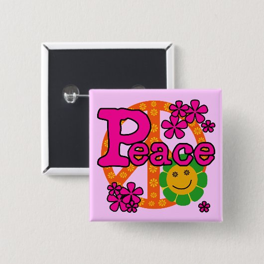 60er Art-FriedensT - Shirts und -geschenke Button (Vorne & Hinten)
