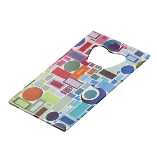 60er Disco Retro Mosaik Collage Abstrakt Geldbeutel Flaschenöffner (Rückseite Schrägansicht)